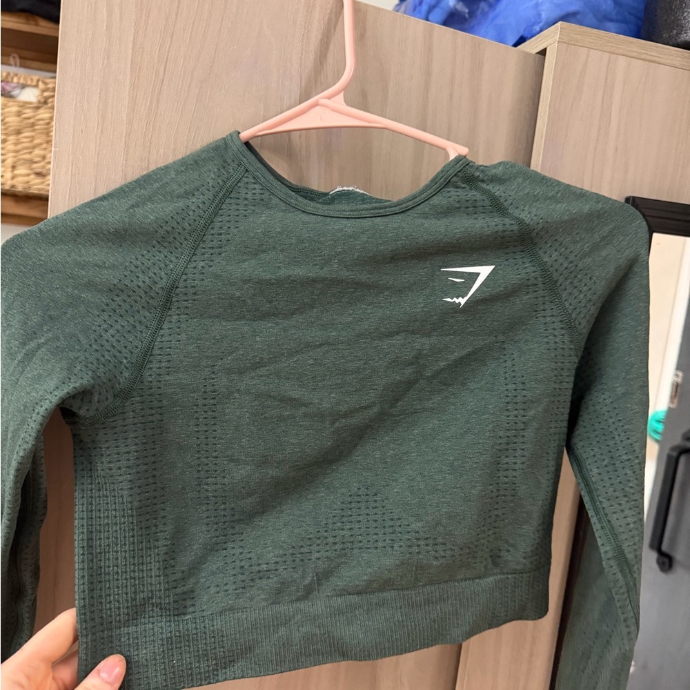 Gymshark Forest Green Seamless Cropped Long Sleeve Top
